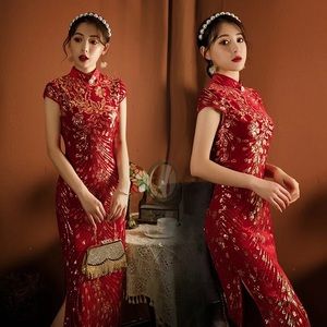 Red velvet qipao